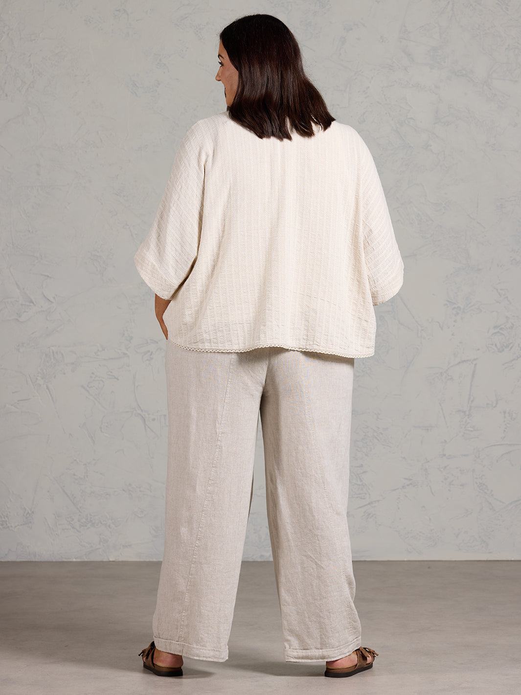 Laia Cotton Linen Kimono Oat Stripe