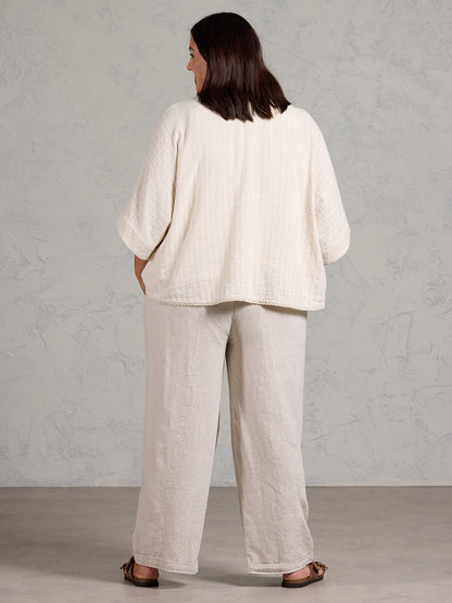 Laia Cotton Linen Kimono Oat Stripe