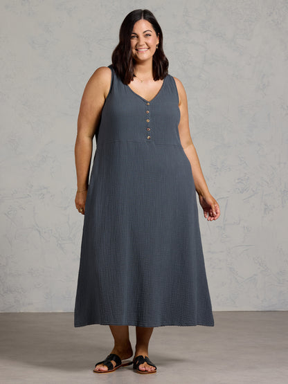 Magnolia Cotton Dress Charcoal