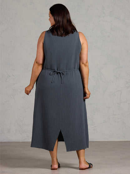Magnolia Cotton Dress Charcoal