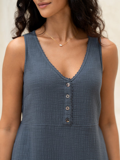 Magnolia Cotton Dress Charcoal