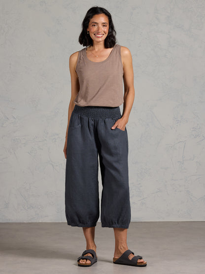 Marrakech French Linen Cropped Pants Charcoal
