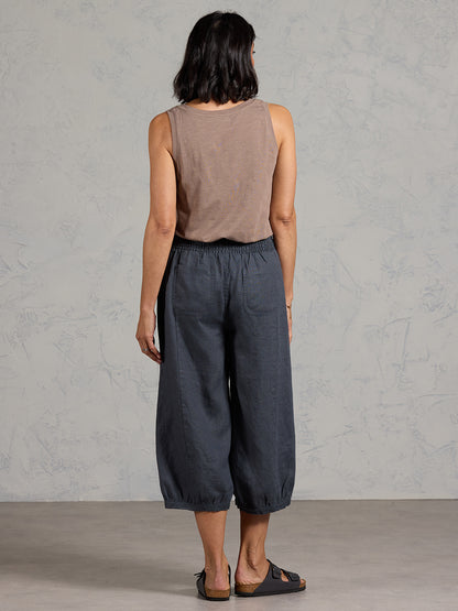 Marrakech French Linen Cropped Pants Charcoal