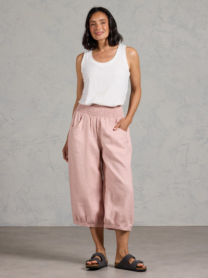 Marrakech French Linen Cropped Pants Dusty Pink