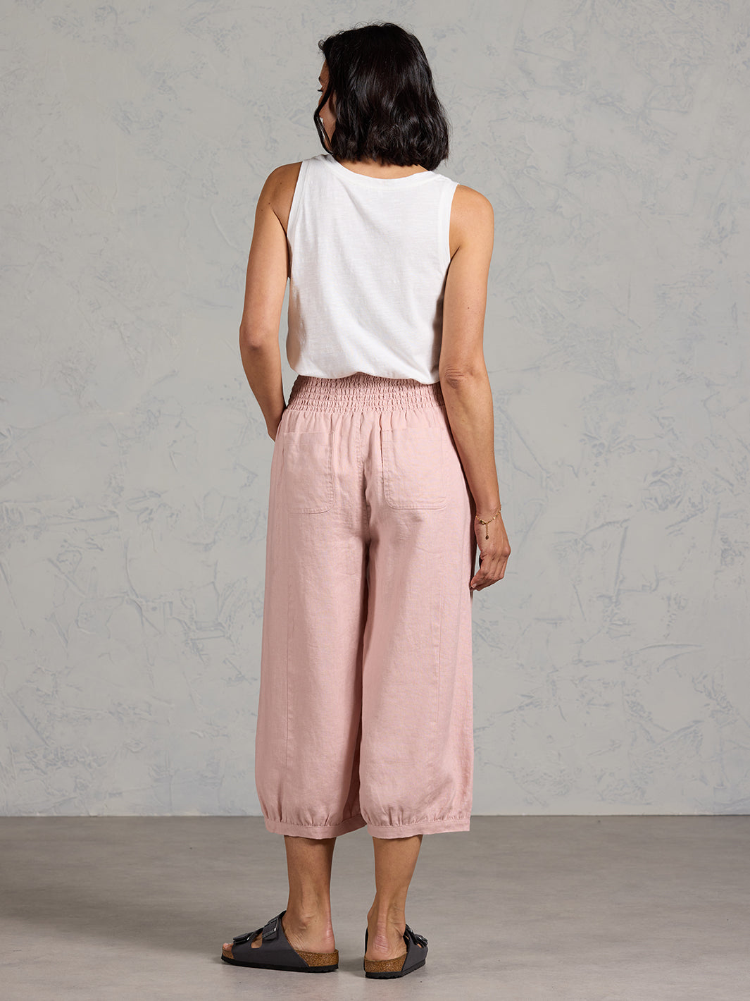 Marrakech French Linen Cropped Pants Dusty Pink