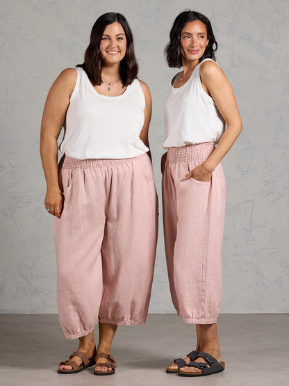 Marrakech French Linen Cropped Pants Dusty Pink