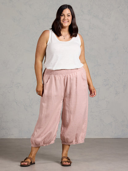 Marrakech French Linen Cropped Pants Dusty Pink