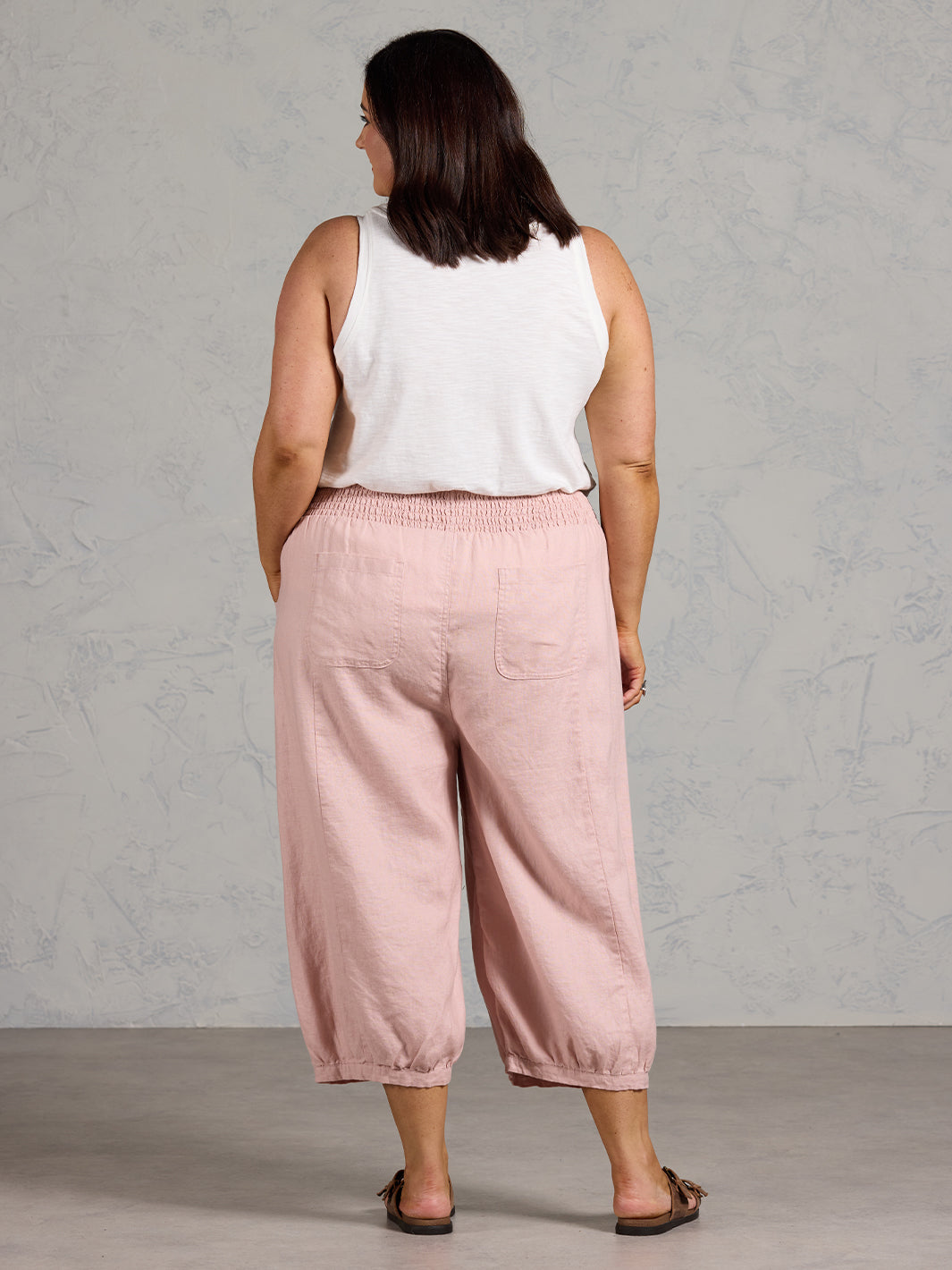 Marrakech French Linen Cropped Pants Dusty Pink