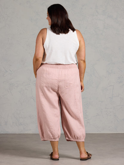 Marrakech French Linen Cropped Pants Dusty Pink