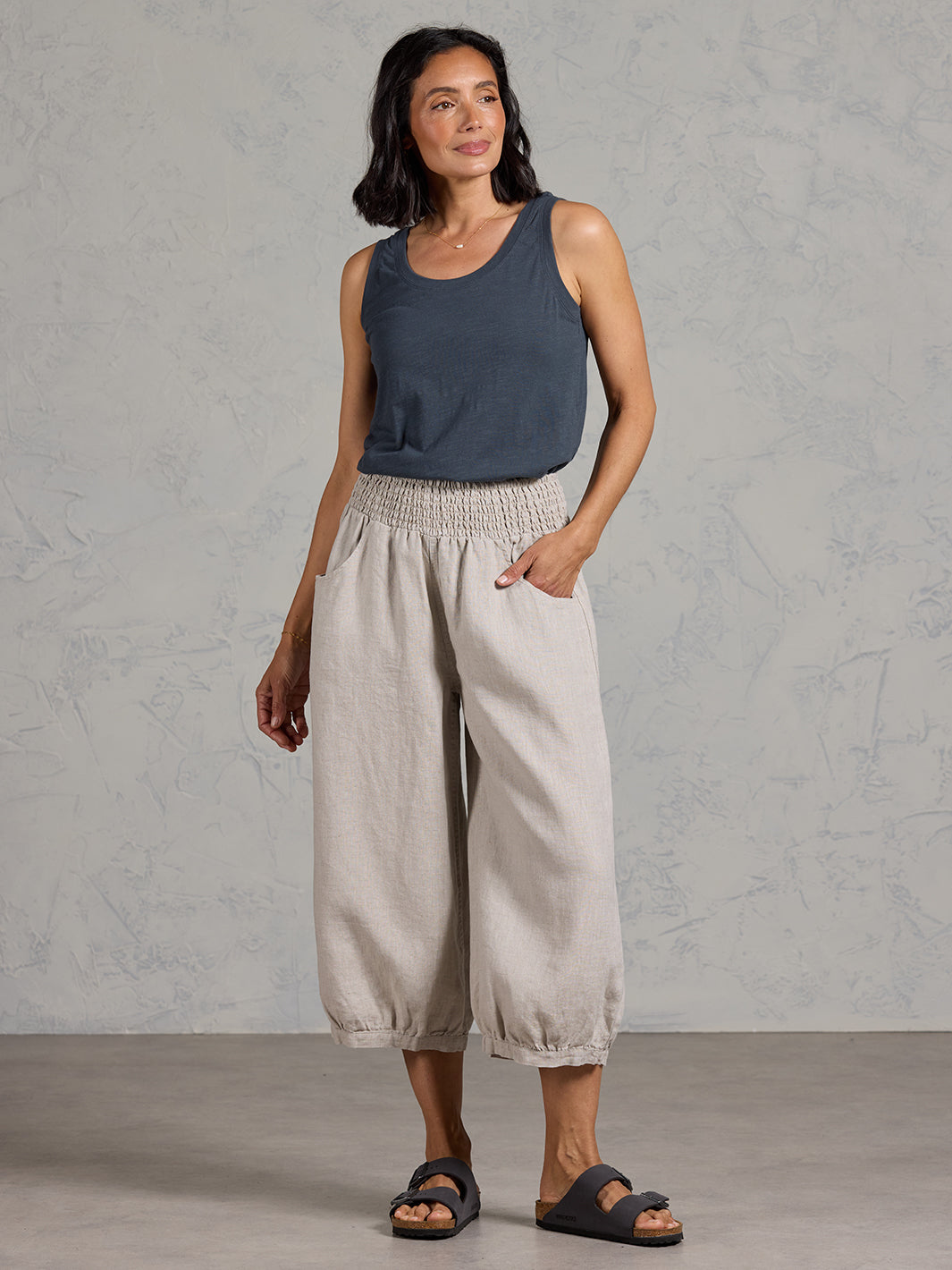 Marrakech French Linen Cropped Pants Flax