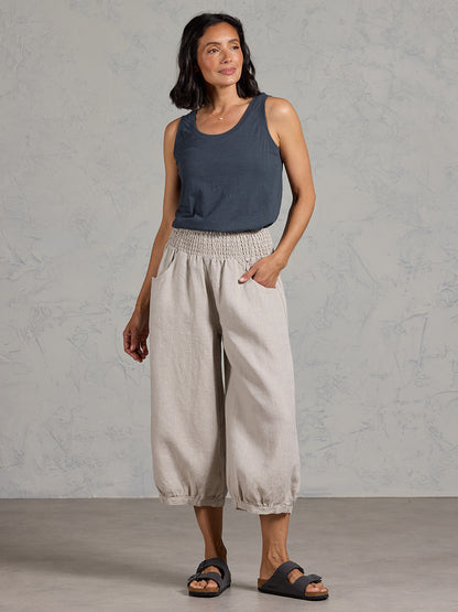 Marrakech French Linen Cropped Pants Flax