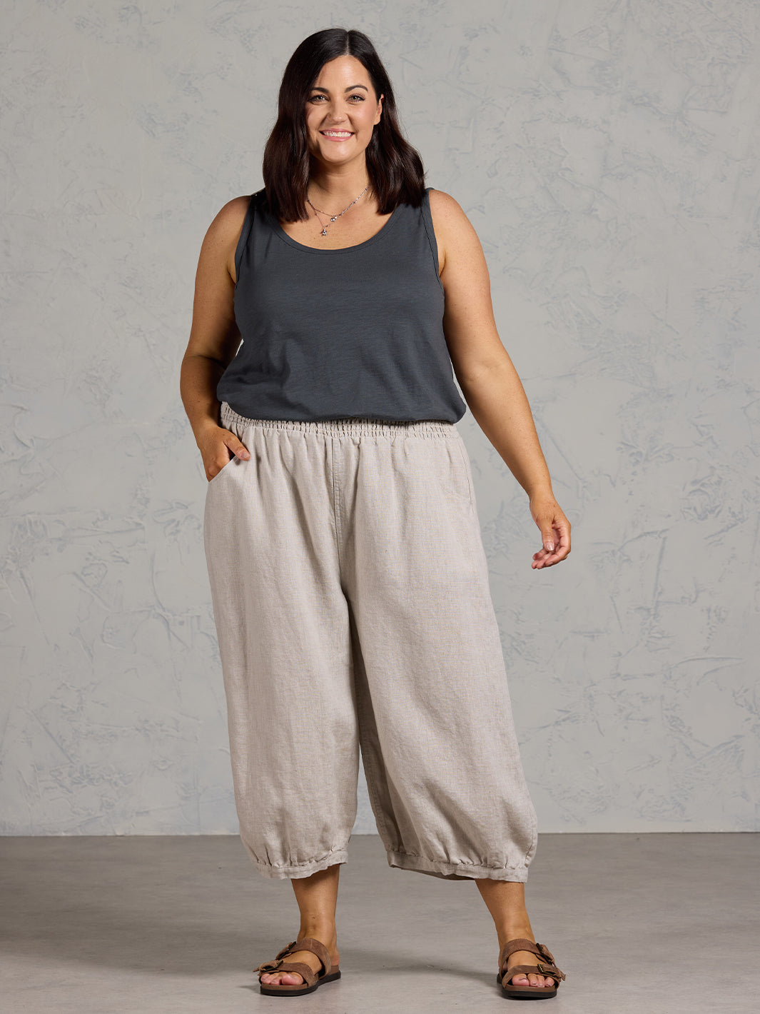Marrakech French Linen Cropped Pants Flax