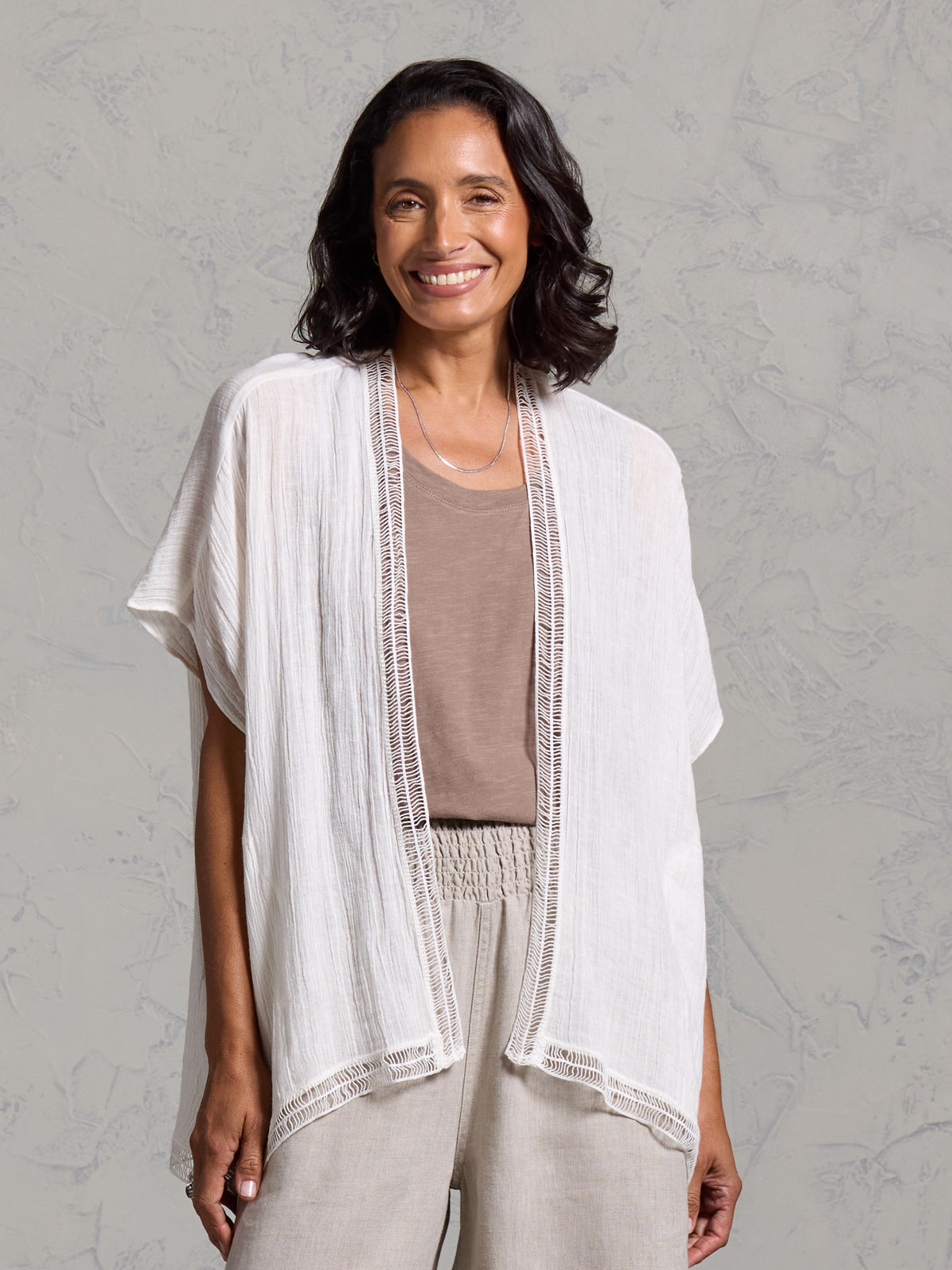 Rhea French Linen Kimono Coconut