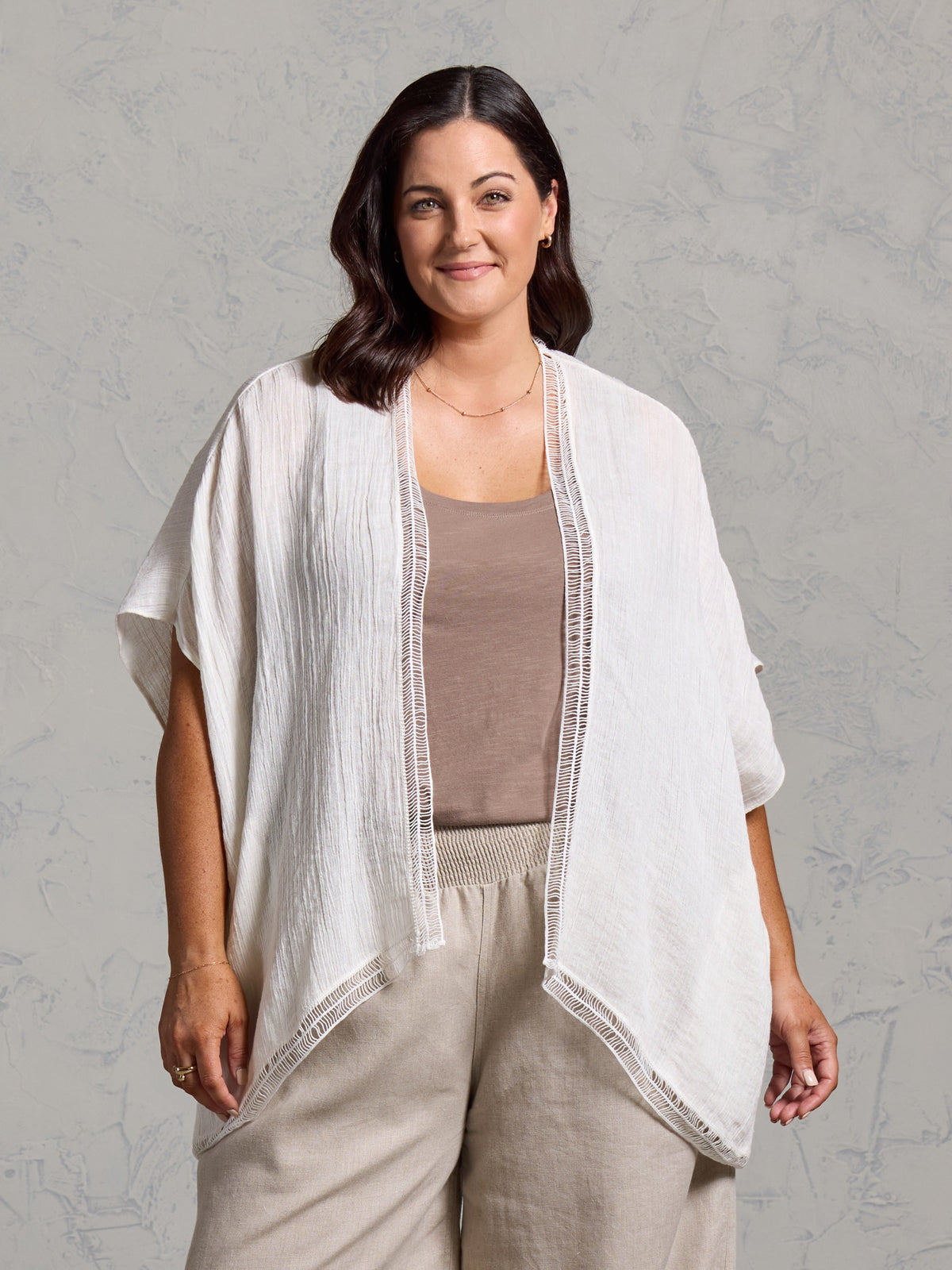 Rhea French Linen Kimono Coconut