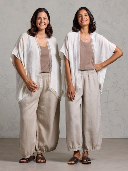 Rhea French Linen Kimono Coconut