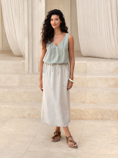 Rosa French Linen Skirt Ash