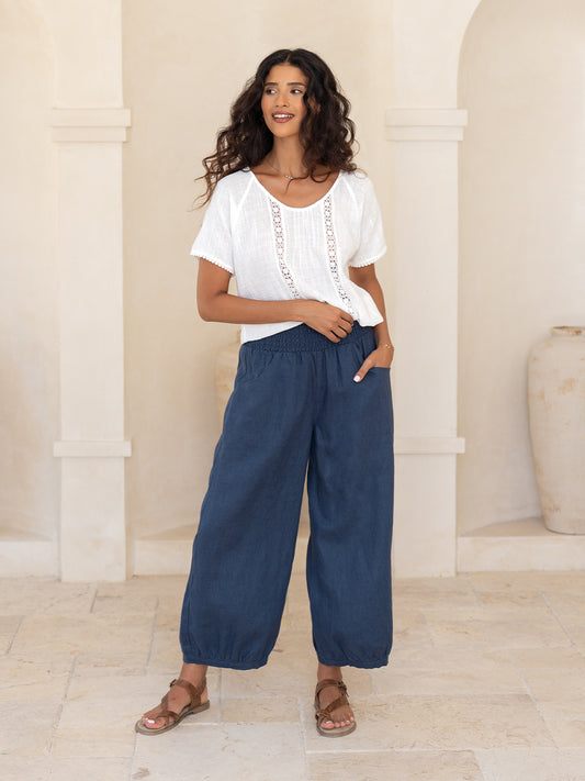 Sadhu French Linen Pants Navy