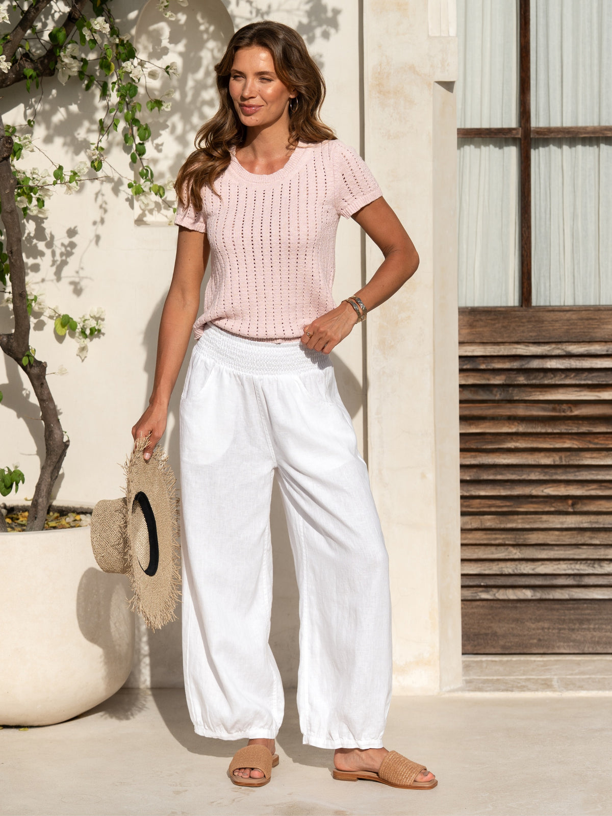 Sadhu French Linen Pants White