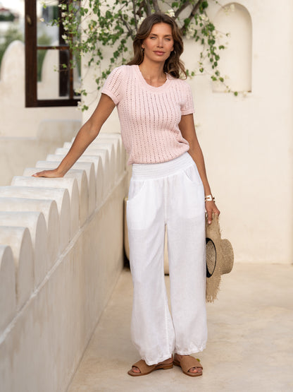 Sadhu French Linen Pants White