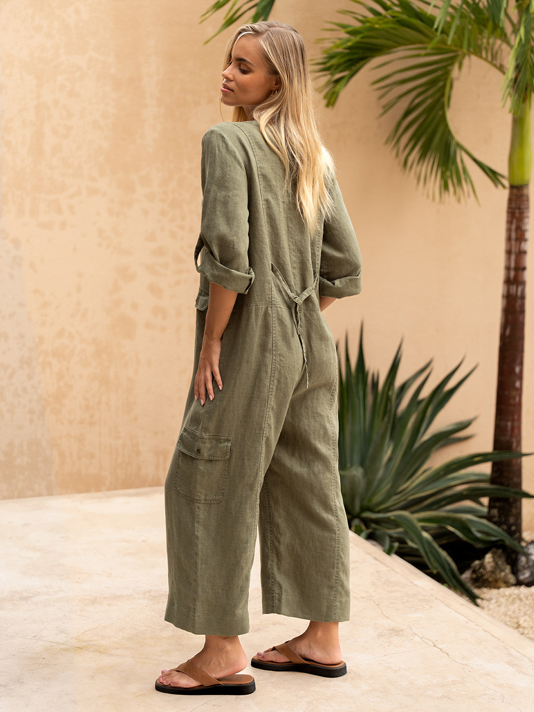 Mara French Linen Jumpsuit Olive